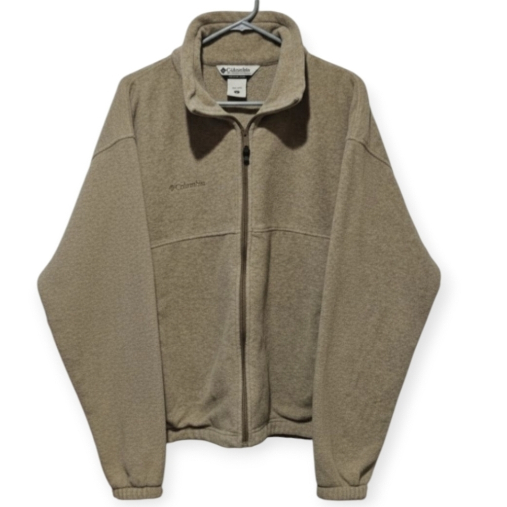 Columbia Vintage Men's XL Fleece Jacket Sweater Beige Tan Sand Great Condition - Picture 2 of 7